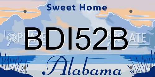 BDI52B Alabama License Plate