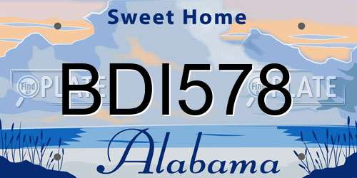 BDI578 Alabama License Plate