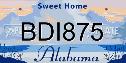 BDI875 Alabama License Plate