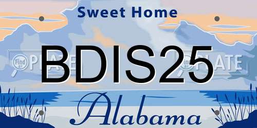 BDIS25 Alabama License Plate