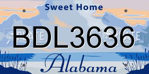 BDL3636 Alabama License Plate
