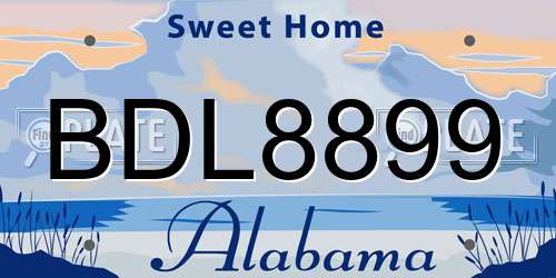 BDL8899 Alabama License Plate