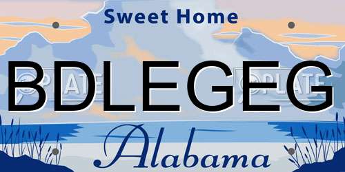 BDLEGEG Alabama License Plate