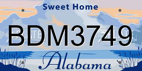 BDM3749 Alabama License Plate