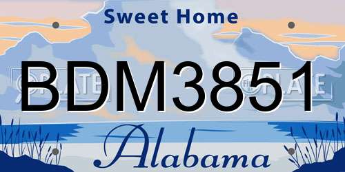 BDM3851 Alabama License Plate