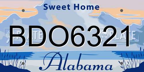 BDO6321 Alabama License Plate