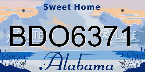 BDO6371 Alabama License Plate