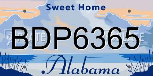 BDP6365 Alabama License Plate