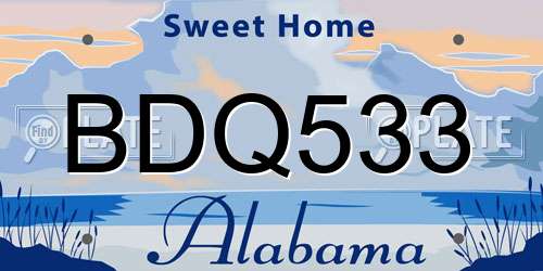 BDQ533 Alabama License Plate