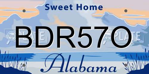 BDR57O Alabama License Plate