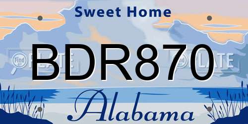 BDR870 Alabama License Plate