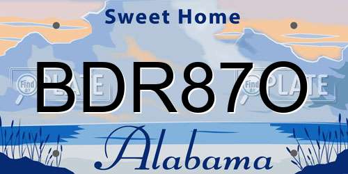 BDR87O Alabama License Plate