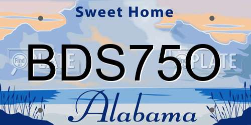 BDS75O Alabama License Plate