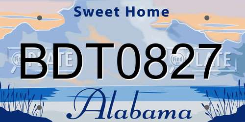 BDT0827 Alabama License Plate