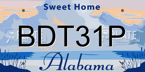 BDT31P Alabama License Plate