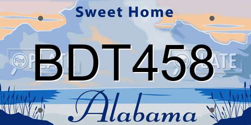 BDT458 Alabama License Plate