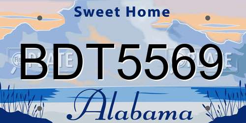 BDT5569 Alabama License Plate