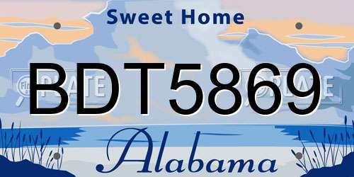 BDT5869 Alabama License Plate