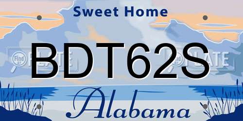 BDT62S Alabama License Plate