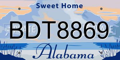 BDT8869 Alabama License Plate