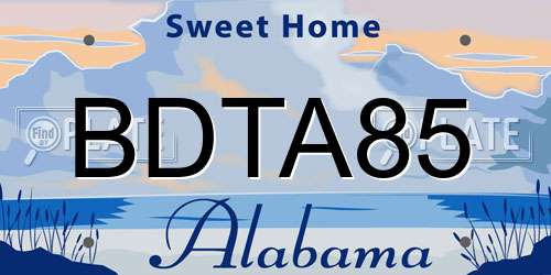 BDTA85 Alabama License Plate