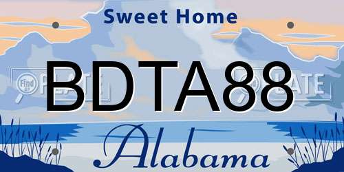 BDTA88 Alabama License Plate