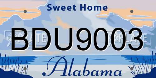 BDU9003 Alabama License Plate