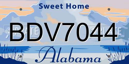 BDV7044 Alabama License Plate