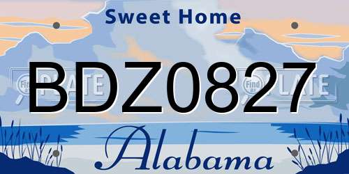 BDZ0827 Alabama License Plate