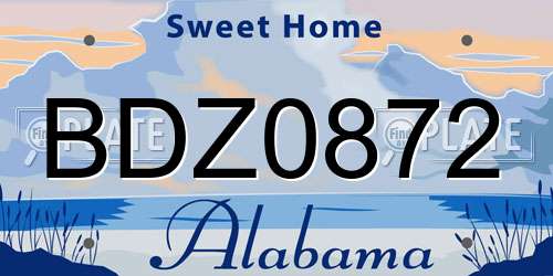 BDZ0872 Alabama License Plate