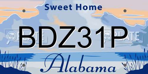 BDZ31P Alabama License Plate