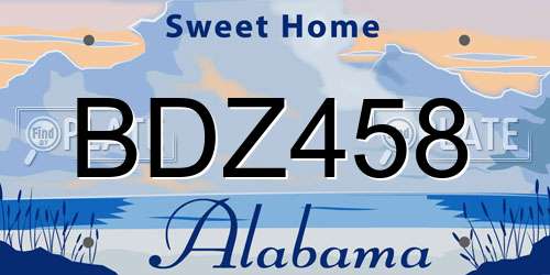 BDZ458 Alabama License Plate