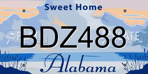 BDZ488 Alabama License Plate