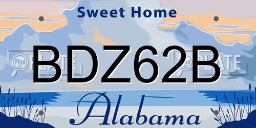 BDZ62B Alabama License Plate