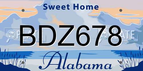 BDZ678 Alabama License Plate