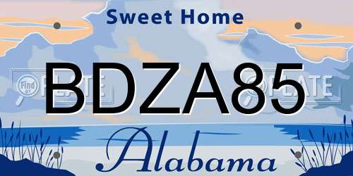 BDZA85 Alabama License Plate