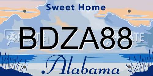 BDZA88 Alabama License Plate