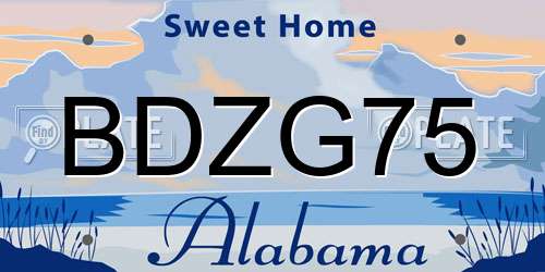 BDZG75 Alabama License Plate