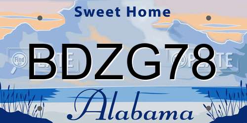BDZG78 Alabama License Plate