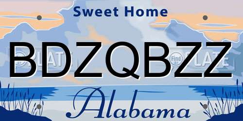 BDZQBZZ Alabama License Plate