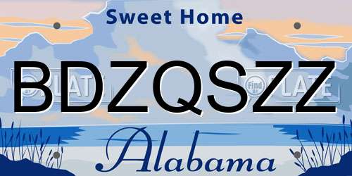 BDZQSZZ Alabama License Plate