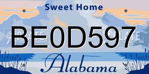 BE0D597 Alabama License Plate