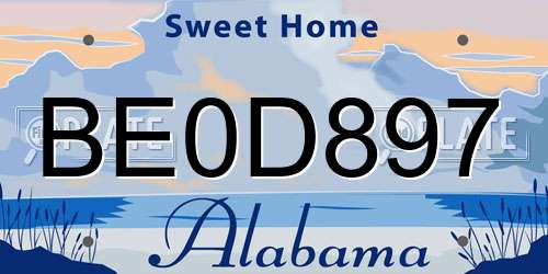BE0D897 Alabama License Plate