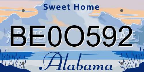 BE0O592 Alabama License Plate