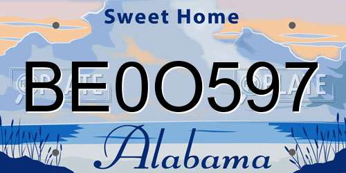 BE0O597 Alabama License Plate