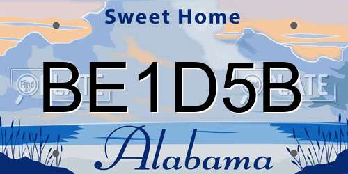 BE1D5B Alabama License Plate