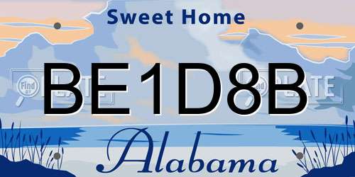BE1D8B Alabama License Plate