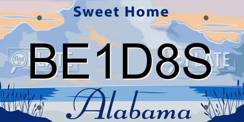 BE1D8S Alabama License Plate