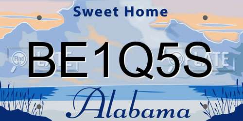 BE1Q5S Alabama License Plate