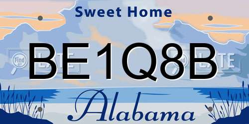 BE1Q8B Alabama License Plate
